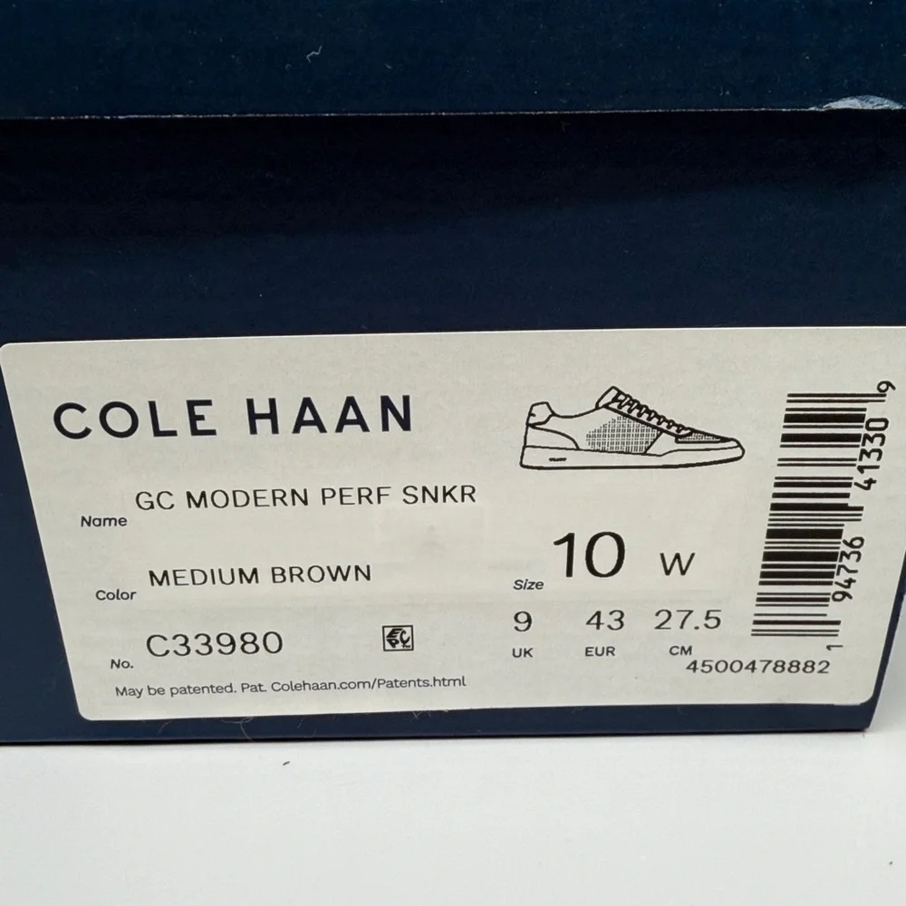 Cole‎ Haan GC Modern Perf Brown Leather Shoess  C33980 Men’s Sz 10W NWT